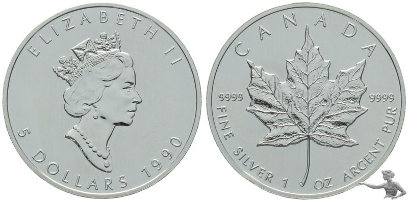 Kanada Maple Leaf 1990 - 1 Unze Feinsilber